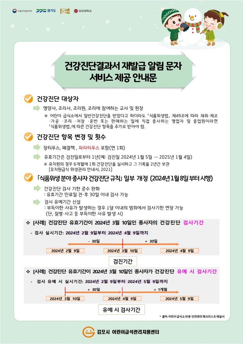 2024년 건강진단결과서 재발급 알림 문자 서비스 안내