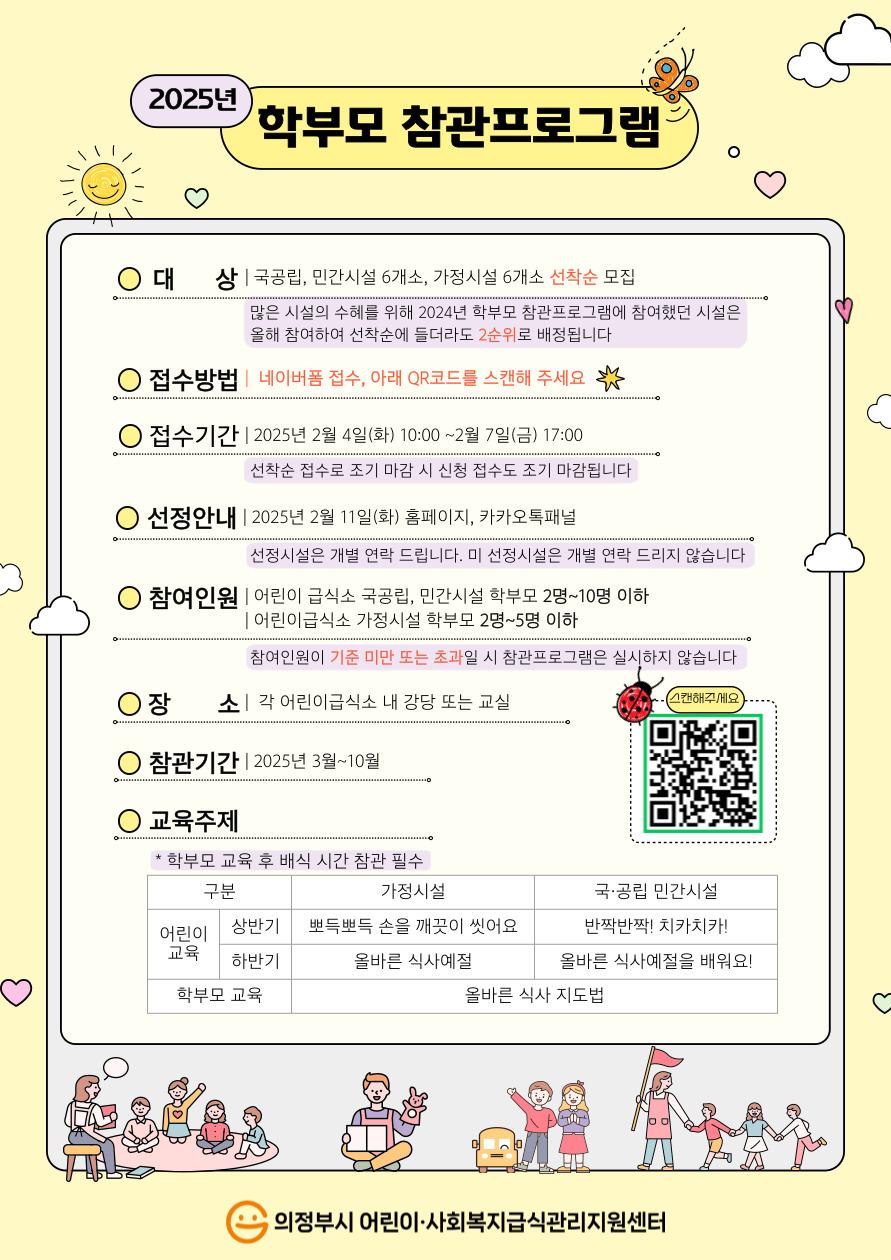 2025년 학부모 참관프로구램 안내문