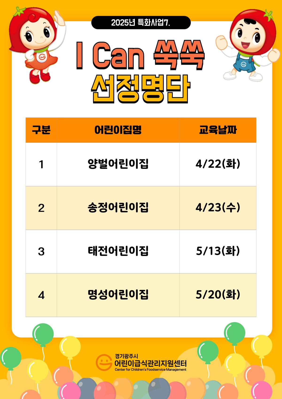 특화7. I Can 쑥쑥 선정명단