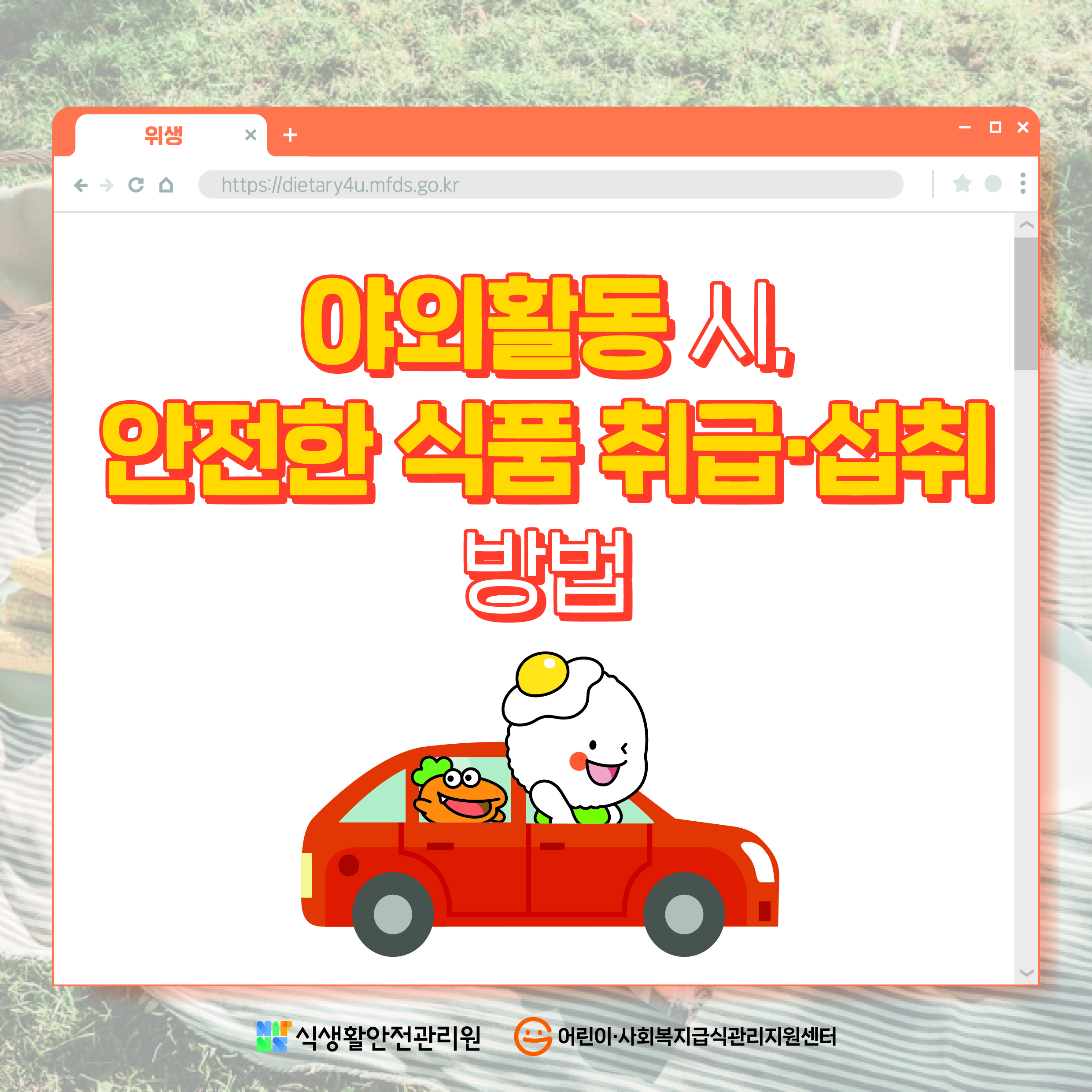 야외활동 시, 안전한 식품 취급·섭취방법