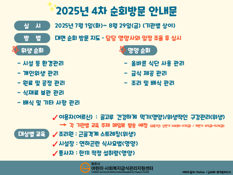 (사회복지급식소) 2025년 4차 순회방문 안내_직접조리