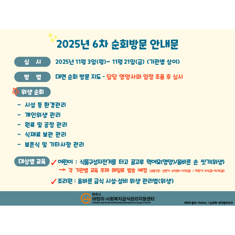 (어린이집, 유치원) 2025년 6차 순회방문 안내