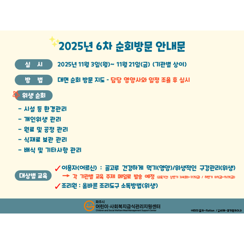 (사회복지급식소) 2025년 6차 순회방문 안내_직접조리