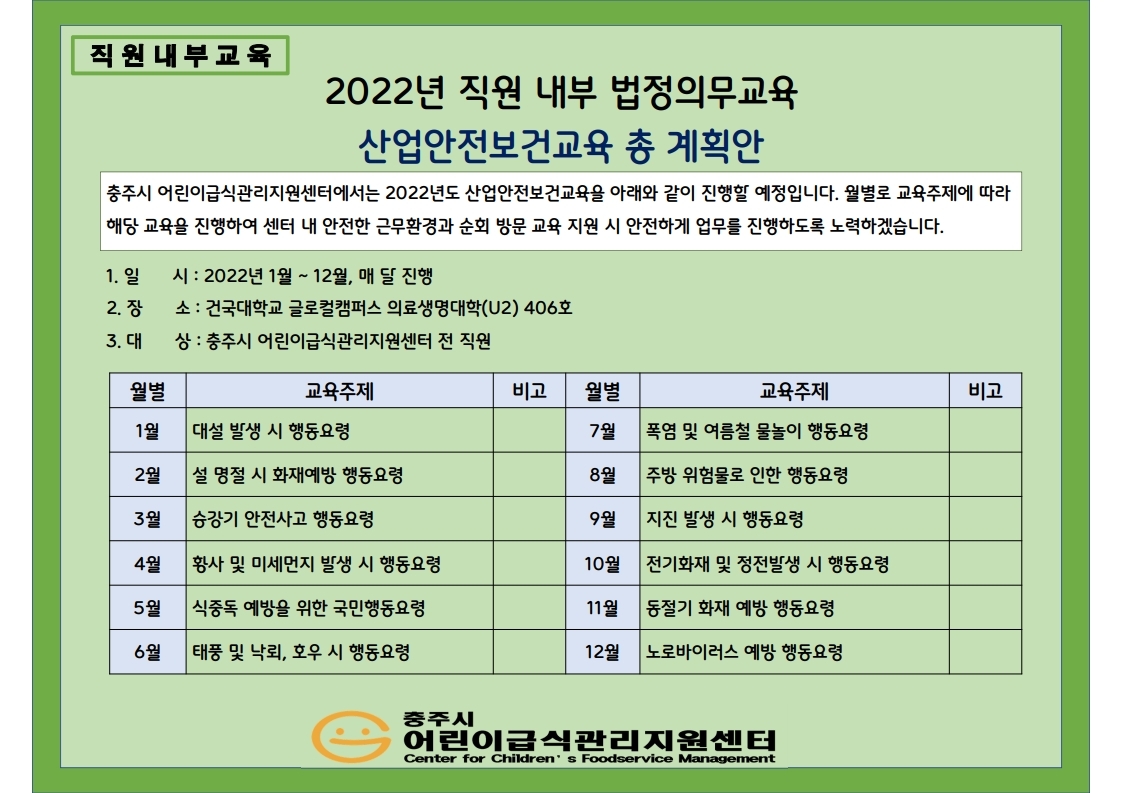 [2022년 산업안전보건교육 총 계획안]
