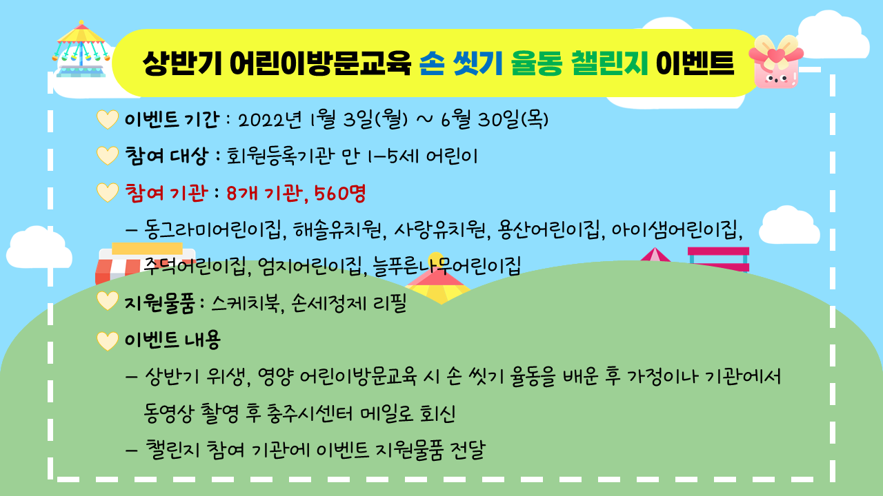 상반기 어린이방문교육 손 씻기 율동 챌린지 이벤트