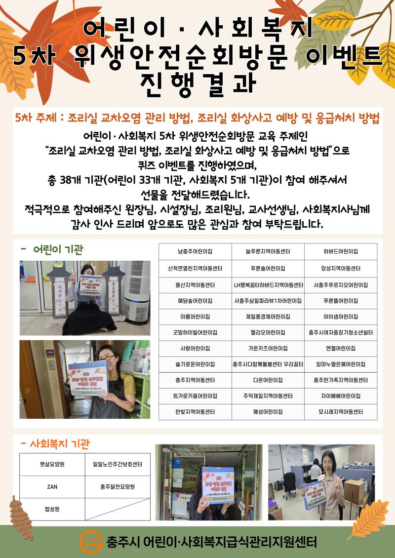 2025년 5차 어린이·사회복지 위생안전순회방문 이벤트 진행 결과