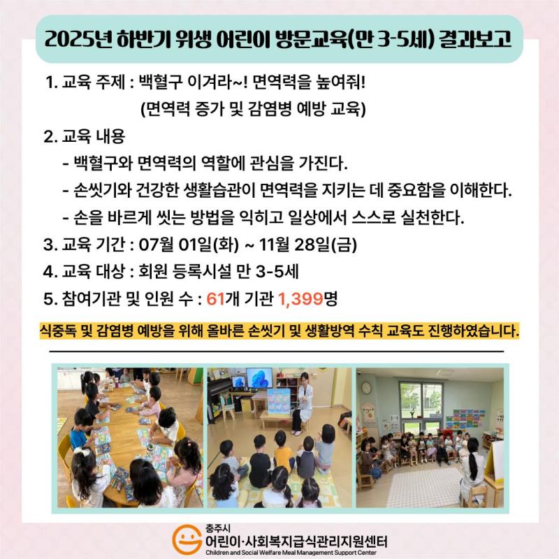 2025년 하반기 위생 만 3-5세 어린이 방문교육 진행 완료