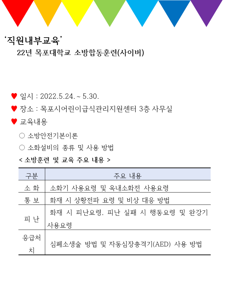 ♥직원내부교육-2022년 목포대학교 소방합동훈련♥