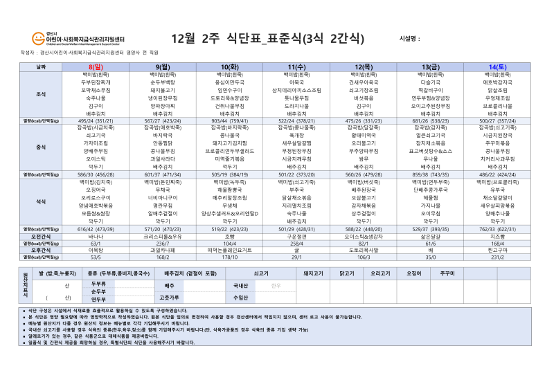 12월 식단표(사회복지)