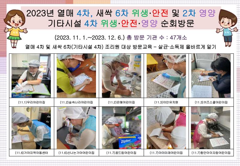 2023년 열매4차·새싹6차 위생·안전 및 2차 영양, 기타시설 4차 위생·안전·영양 순회방문