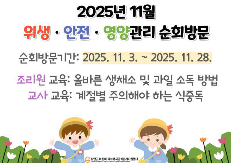 2025년 어린이급식소 - 6차위생안전ㆍ2차영양관리 순회방문